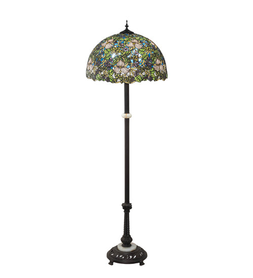 Meyda Lighting Trillium & Violet 60" 3-Light Mahogany Bronze Floor Lamp With Multi-Colored Shade Glass