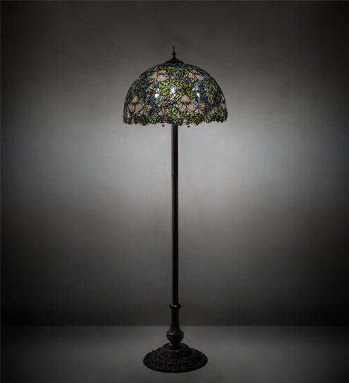 Meyda Lighting Trillium & Violet 62" 3-Light Mahogany Bronze Floor Lamp With Multi-Colored Shade Glass