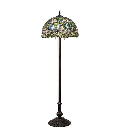 Meyda Lighting Trillium & Violet 62" 3-Light Mahogany Bronze Floor Lamp With Multi-Colored Shade Glass