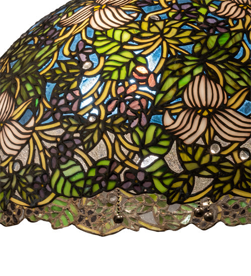 Meyda Lighting Trillium & Violet 72315 20" 3-Light Mahogany Bronze Pendant Light With Multi-Colored Shade Glass