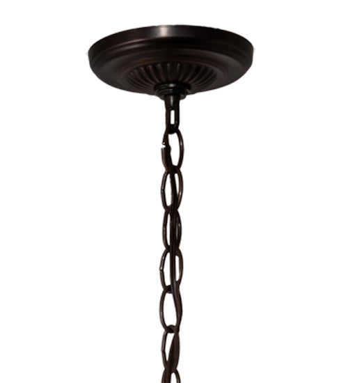 Meyda Lighting Trillium & Violet 72315 20" 3-Light Mahogany Bronze Pendant Light With Multi-Colored Shade Glass