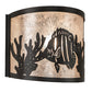 Meyda Lighting Tropical Fish 11" Textured Black Wall Sconce With Silver Mica Shade Glass