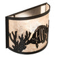 Meyda Lighting Tropical Fish 11" Textured Black Wall Sconce With Silver Mica Shade Glass