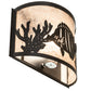 Meyda Lighting Tropical Fish 11" Textured Black Wall Sconce With Silver Mica Shade Glass