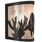 Meyda Lighting Tropical Fish 11" Textured Black Wall Sconce With Silver Mica Shade Glass