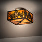Meyda Lighting Tropical Fish 15" 2-Light Timeless Bronze Flush Mount Light With Amber Mica Shade Glass