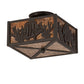 Meyda Lighting Tropical Fish 15" 2-Light Timeless Bronze Flush Mount Light With Amber Mica Shade Glass