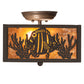 Meyda Lighting Tropical Fish 15" 2-Light Timeless Bronze Flush Mount Light With Amber Mica Shade Glass
