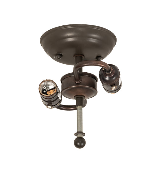 Meyda Lighting Tropical Fish 15" 2-Light Timeless Bronze Flush Mount Light With Amber Mica Shade Glass