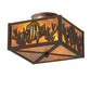 Meyda Lighting Tropical Fish 15" 2-Light Timeless Bronze Flush Mount Light With Amber Mica Shade Glass