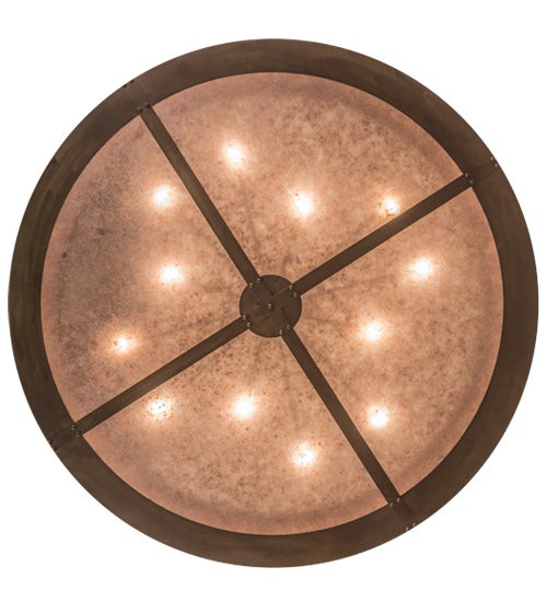 Meyda Lighting Tropical Floral 72" 12-Light Antique Copper Beach Inverted Pendant Light With Silver Mica Shade Glass