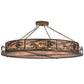 Meyda Lighting Tropical Floral 72" 12-Light Antique Copper Beach Inverted Pendant Light With Silver Mica Shade Glass
