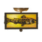 Meyda Lighting Trout 15" 2-Light Timeless Bronze Flush Mount Light With Beige Iridescent Art Shade Glass