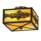 Meyda Lighting Trout 15" 2-Light Timeless Bronze Flush Mount Light With Beige Iridescent Art Shade Glass