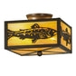 Meyda Lighting Trout 15" 2-Light Timeless Bronze Flush Mount Light With Beige Iridescent Art Shade Glass