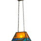 Meyda Lighting Trout & Fisherman 19" Antique Copper Island Pendant Light With Blue & Amber Mica Shade Glass