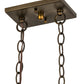 Meyda Lighting Trout & Fisherman 19" Antique Copper Island Pendant Light With Blue & Amber Mica Shade Glass
