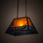 Meyda Lighting Trout & Fisherman 19" Antique Copper Island Pendant Light With Blue & Amber Mica Shade Glass