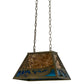 Meyda Lighting Trout & Fisherman 19" Antique Copper Island Pendant Light With Blue & Amber Mica Shade Glass