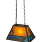 Meyda Lighting Trout & Fisherman 19" Antique Copper Island Pendant Light With Blue & Amber Mica Shade Glass