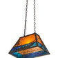 Meyda Lighting Trout & Fisherman 19" Antique Copper Island Pendant Light With Blue & Amber Mica Shade Glass