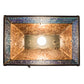Meyda Lighting Trout & Fisherman 19" Antique Copper Island Pendant Light With Blue & Amber Mica Shade Glass