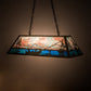 Meyda Lighting Trout & Fisherman 196601 42" 6-Light Weathered Brass Island Pendant Light With Orange & Blue Shade Glass