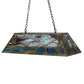 Meyda Lighting Trout & Fisherman 196601 42" 6-Light Weathered Brass Island Pendant Light With Orange & Blue Shade Glass