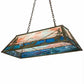 Meyda Lighting Trout & Fisherman 196601 42" 6-Light Weathered Brass Island Pendant Light With Orange & Blue Shade Glass