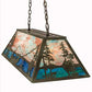Meyda Lighting Trout & Fisherman 196601 42" 6-Light Weathered Brass Island Pendant Light With Orange & Blue Shade Glass