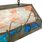 Meyda Lighting Trout & Fisherman 196601 42" 6-Light Weathered Brass Island Pendant Light With Orange & Blue Shade Glass