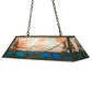 Meyda Lighting Trout & Fisherman 196601 42" 6-Light Weathered Brass Island Pendant Light With Orange & Blue Shade Glass