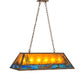Meyda Lighting Trout & Fisherman 42" 6-Light Antique Copper Island Pendant Light With Amber Mica & Blue Shade Glass