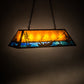 Meyda Lighting Trout & Fisherman 42" 6-Light Antique Copper Island Pendant Light With Amber Mica & Blue Shade Glass
