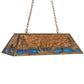 Meyda Lighting Trout & Fisherman 42" 6-Light Antique Copper Island Pendant Light With Amber Mica & Blue Shade Glass