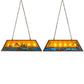 Meyda Lighting Trout & Fisherman 42" 6-Light Antique Copper Island Pendant Light With Amber Mica & Blue Shade Glass