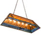 Meyda Lighting Trout & Fisherman 42" 6-Light Antique Copper Island Pendant Light With Amber Mica & Blue Shade Glass