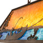 Meyda Lighting Trout & Fisherman 42" 6-Light Antique Copper Island Pendant Light With Amber Mica & Blue Shade Glass