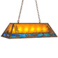 Meyda Lighting Trout & Fisherman 42" 6-Light Antique Copper Island Pendant Light With Amber Mica & Blue Shade Glass