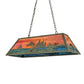 Meyda Lighting Trout & Fisherman 42" 6-Light Weathered Brass Island Pendant Light With Orange & Blue Shade Glass
