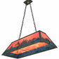 Meyda Lighting Trout & Fisherman 42" 6-Light Weathered Brass Island Pendant Light With Orange & Blue Shade Glass