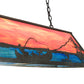Meyda Lighting Trout & Fisherman 42" 6-Light Weathered Brass Island Pendant Light With Orange & Blue Shade Glass
