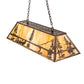 Meyda Lighting Trout & Fisherman 48" 6-Light Antique Copper Island Pendant Light With Beige Flemish Shade Glass