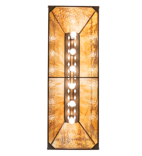 Meyda Lighting Trout & Fisherman 48" 6-Light Antique Copper Island Pendant Light With Beige Flemish Shade Glass