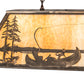 Meyda Lighting Trout & Fisherman 48" 6-Light Antique Copper Island Pendant Light With Beige Flemish Shade Glass