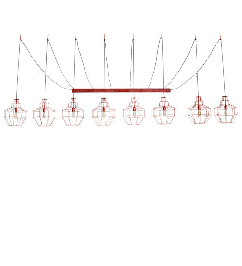 Meyda Lighting Troy 156" 8-Light Red Ruby Pendant Light