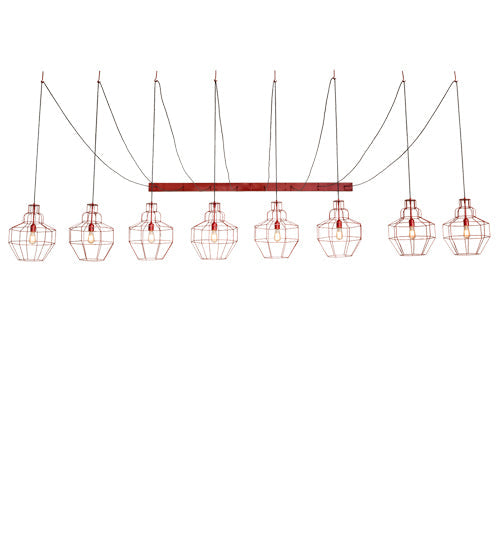 Meyda Lighting Troy 156" 8-Light Red Ruby Pendant Light