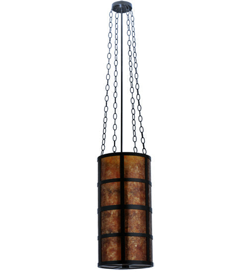 Meyda Lighting Truffle 12" 4-Light Timeless Bronze Pendant Light With Amber Mica Shade Glass