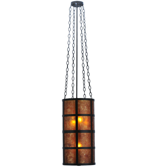 Meyda Lighting Truffle 12" 4-Light Timeless Bronze Pendant Light With Amber Mica Shade Glass