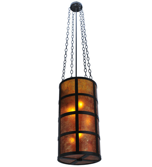 Meyda Lighting Truffle 12" 4-Light Timeless Bronze Pendant Light With Amber Mica Shade Glass